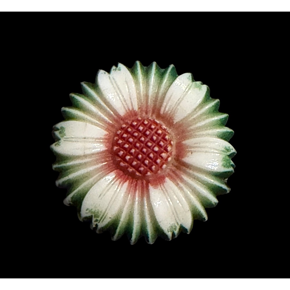 Vintage 1920s Czech Molded Glass Daisy Flower Brooch Pin Stamped Czechoslovakia
